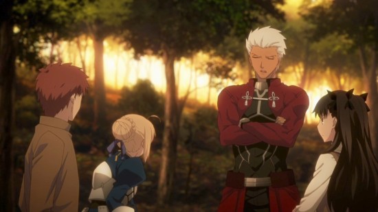 Shirous Saber and Rin lectured by Archer
